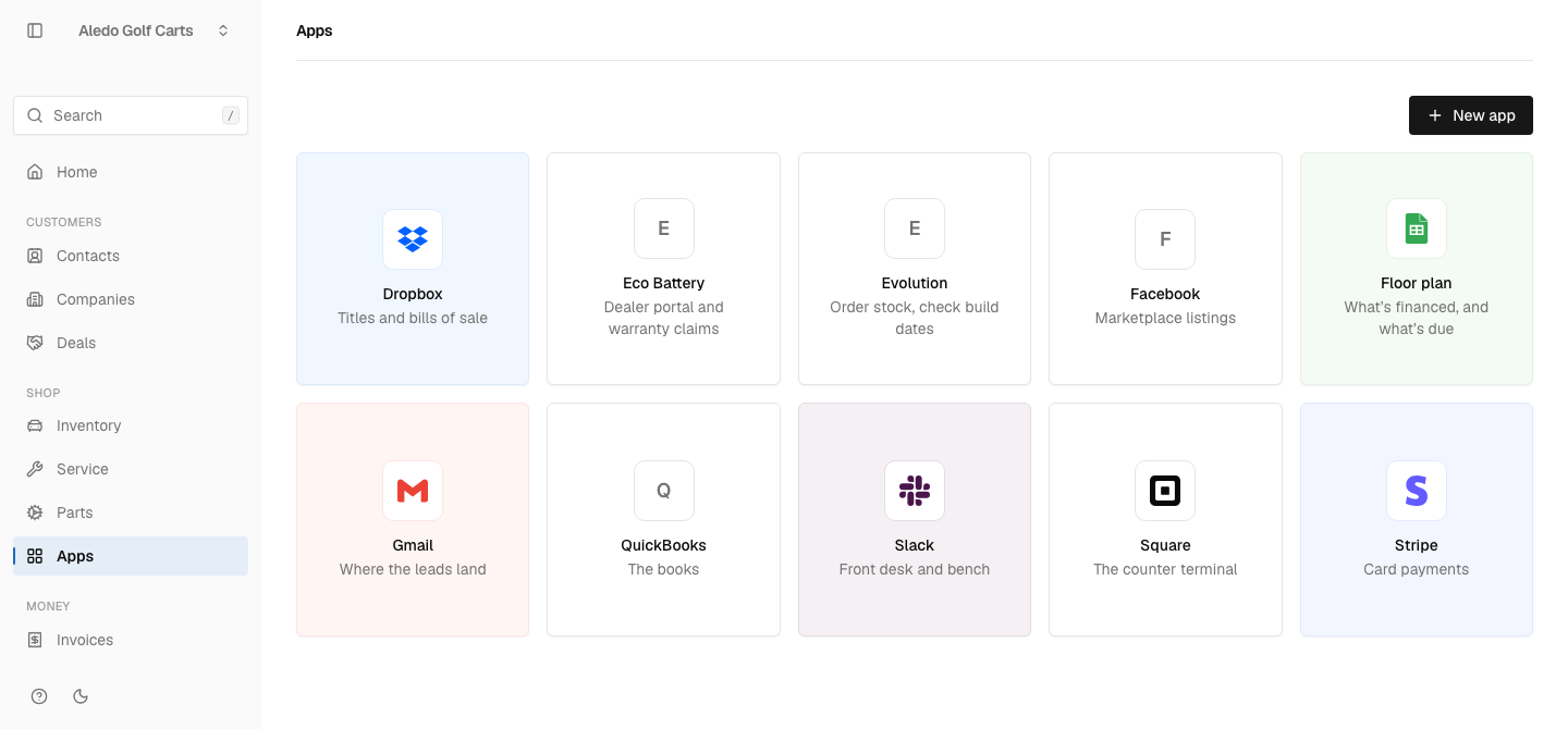 The Apps grid in CartOS